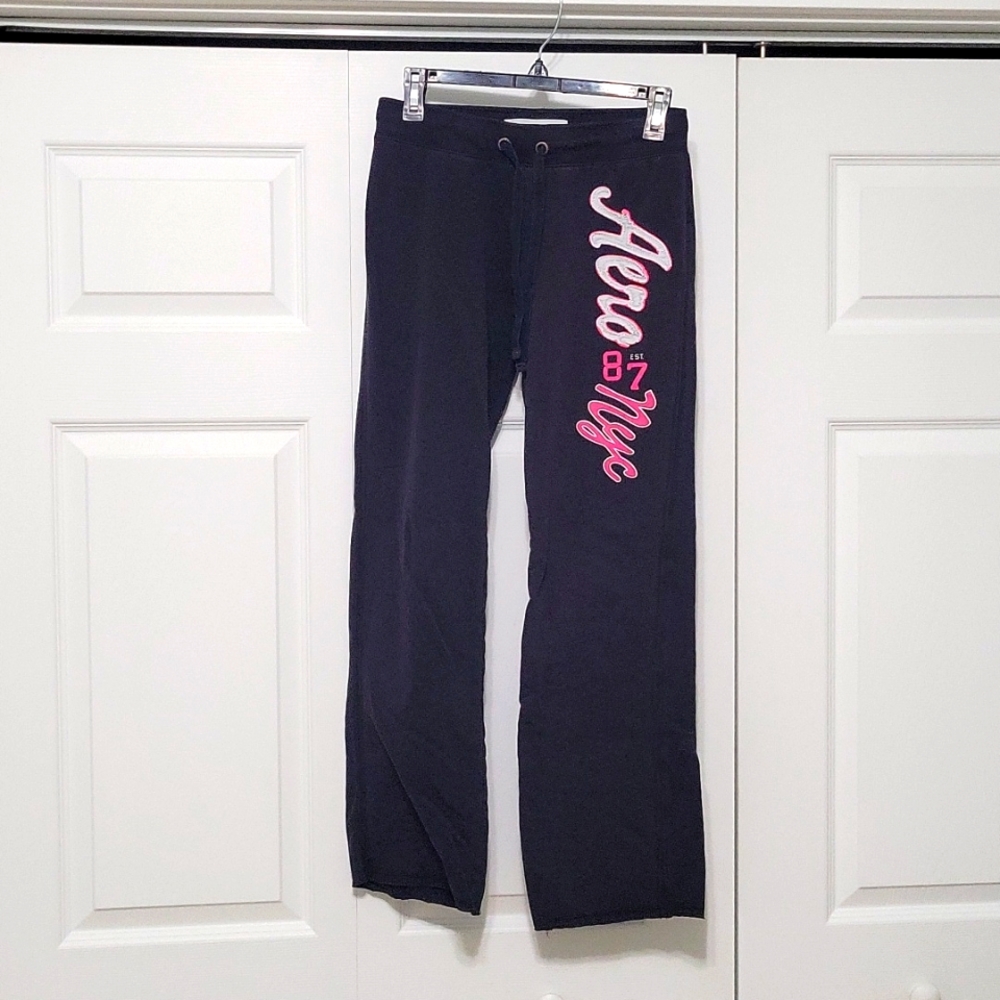 Aeropostale sweat pants, black and pink, size small